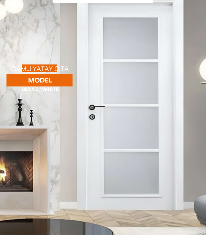 Camlı Yatay Çıta Model (Beyaz / White)