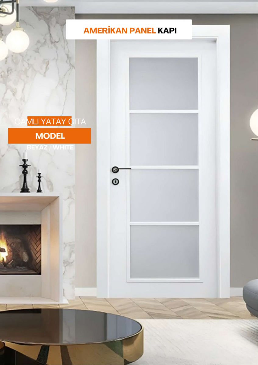 Camlı Yatay Çıta Model (Beyaz / White)
